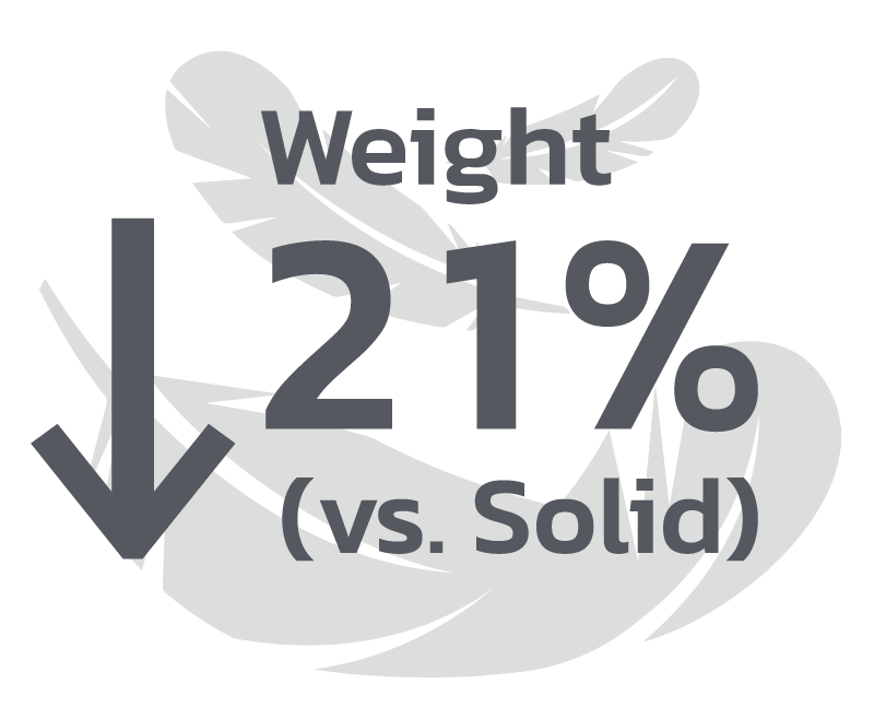 Weight 21% decrease vs. Solid